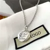 2023 Designer New Fashion jewelry Gujia double Necklace 925 Silver Tiger head round brand pendant fashion trend male and female lovers girlfriends snake bone chain