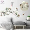 Naklejki ścienne w stylu chiński biały kwiat Czarne drzewo i latające ptaki zdejmowane majsterkowanie dzieła dekoracje do sypialni