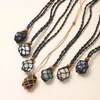 Natural Rock Quartz Rough Stone Braided Black Cord Net Necklace Women Charm Crystal Healing Stone Ornament Chakra Amulets