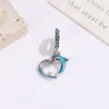 Fit Pandora Charm Bilezik Avrupa Mavi Emaye Dolphin Gümüş Takım Boncuklar Diy Yılan Zinciri Kadınlar için Bangle Kolye Takı