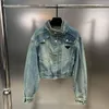 Chaquetas de mujer, abrigo vaquero de diseñador para mujer, abrigo vaquero con letras Budge para mujer, chaqueta vaquera cortavientos para otoño y primavera de talla grande DMVX