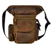 Waist Bags Crazy Horse/Oil Wax Genuine Leather Bag Motorcycle Riding Men Hip Bum Fanny Belt Pack Vintage Trend Cowhide Leg Drop