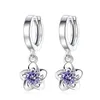 Creolen Mode Kind 925 Silber Weiß Zirkonia Niedliche Blumenohrring Mädchen Frauen Schöne Huggies Schmuck Antiallergisch E198