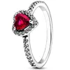 Authentieke 925 Sterling Zilver Verhoogde Rood Groen Blauw Roze Hart Pandora Ring Met Kristal Voor Vrouwen Verjaardagscadeau Populaire Sieraden