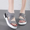 Women Sandals Slippers Toe Summer Open Black Wedges Female Outdoor Beach Shoes Comfy Footwear Ladies Slides 661