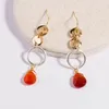 Dangle Earrings Red Crystal Pendant Antique Metal Long Drop Romantic Gift For Women