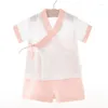 Ensembles de vêtements Été Bébé Vêtements Costume 3 6 12 24 36 mois Gaze Kimono Enfants À Manches Courtes Hanfu Accueil Pyjamas Garçons Et Filles Ensemble