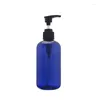 Bouteilles de stockage 250ml vide bleu brun clair cosmétique shampooing lotion pompe conteneur emballage en plastique avec distributeur gel douche