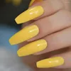 Faux Ongles Extra Long Ballerine Néon Jaune Brillant Faux Nai Art Conseils Couverture Complète Artificielle Naturel Salon Professionnel Produits