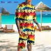 wangcai01 Chándales para hombre Hawaii Conjunto de chándal para hombre Impresión 3D 2 piezas Hombre Camiseta / Pantalones cortos Traje deportivo Tendencia casual Vacaciones en la playa Harajuku Ropa de verano 0318H23