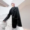 メンズスーツパンクスタイルフェイクレザーブレザーメンズ日本のファッショントレンドストリートウェア10代の特大のPUスーツジャケットワニのパターンコート