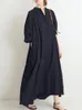 Casual Dresses Dresses For Women Womens Solid Color Cotton Linen Retro Pleated Large Swing Loose Long Dress Elegant Dresses Robe 230317