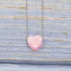 Chains Fnixtar Stainless Steel Exquisite Simple 12mm Heart Opal Pendant Necklace For Women Synthetic 2Piece/lot