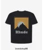 T-shirts pour hommes T-shirts Rhude Hiphop Sunset Thème Imprimer High Street et Femmes Lâche Manches Courtes Bien Rangé Orange Bleu