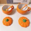 Bowls Cartoon Cute Creative Ceramic Pumpkin Cup With Lid Breakfast Dessert Soup Oatmeal Cups Student Water Bowl
