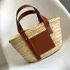 Bolso de playa Anagrama Casual Rattan Totes de gran capacidad Bolsos de mujer de diseñador Bolsos de paja de playa de verano Lady Travel Big Basket Purse 2023 x5qs #