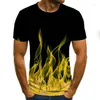 Мужские рубашки T Red Flame Men Men Tshirt Summer Casual Black 3D-футболка аниме-футболка