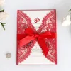 Greeting Cards 50Pcs Laser Cut Wedding Invitations Card Lace Flower European Pocket Greeting Card Envelopes Birthday Mariage Party Decoration 230317