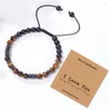 Bangle Be Brave Morse Code Bracelet 6mm Tiger Eye Stone Hematite Beads Handmade Encourage Friendship Cards Bracelets