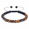 Bangle Be Brave Morse Code Bracelet 6mm Tiger Eye Stone Hematite Beads Handmade Encourage Friendship Cards Bracelets