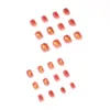 Unghie finte Tips De Unha 24PCS Gradient Red Nail Patch Stile dolce Tipo di colla rimovibile Breve paragrafo Manicure Risparmia tempo