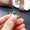 Wedding Rings Trendy Luxury Jewelry Classic Blue-Green Moissanite Diamond Ring Female Eight Hearts Arrows Couple For Women