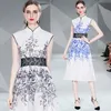 Robes de soirée vente Style européen dames rétro imprimé robe plissée mode numérique baroque robe de fête