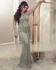 2023 Arabic Aso Ebi Sage Mermaid Promes платья кристаллы