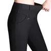 Pantalon Femme Grande Taille Casual Automne Noir Nylon Coton Crayon Dames Pied Capris