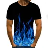 Мужские рубашки T Red Flame Men Men Tshirt Summer Casual Black 3D-футболка аниме-футболка