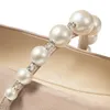 Fashion Women Sandals Pumps Ballet Flats London Ade Flat Italy Pearls Chain Chain Coster Black Nude Square Square Toe Stylly Ballerina High High Cheels EU 35-42