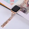 Luxury Bling Diamond Stems Compatible Apple Watch Band Slim Dressy Metal Bangle Jewelry Chain Iwatch Bands för 49 45 44 42 41 40 38mm