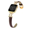 حزام جلدي مضفر من Diamond Bracelet لـ Apple Watch 44mm 45mm 44mm 42mm 41mm 41mm 40mm 38mm نطاقات معصم فاخرة Iwatch Series 8 7 6 5 4