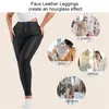 Women's Shapers Kobiety Fajas Zipper Faux skórzane legginsy Trener Taler Wysoka talii Przesuwne spodnie odchudzające utratę masy ciała Shapewear