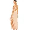 Casual Dresses Summer Women Prom Gowns Sexy Rib Bandage Dress Cut Out Back High Waist Split Maxi Long Celebrity Evening Club Party