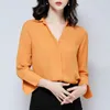 Kvinnor BLOUSES SPRING SOMMER Fashion Office Lady Women V Neck Flare Sleeve Chiffon Blue Elegant Woman Female Slim Orange Cardigan