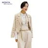 Womens Two Piece Pants AKSAYA Women Four Set Neutral Handsome Suits Brithish Vintage Elegant Pantsuit Female Double Breasted Blazer 230317