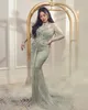 2023 Arabic Aso Ebi Sage Mermaid Promes платья кристаллы