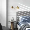 Lampes murales moderne noir/or rotatif long bras lampe à LED chambre chevet créatif applique murale luminaire avec interrupteur lumière