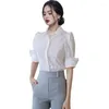Women's Blouses 2023 Zomer Puff Sleeve White Shirt Elegant Office Lady Half Women Slim Tops Chemise Blusa Mujer Hoge kwaliteit