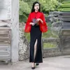 Etnik Giyim 2023 Çinli Elbise Kadın Modern Cheongsam Zarif Akşam Partisi Geleneksel Çiçek Nakış Şifon Qipao Oriental
