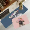 Alfombras Animal lindo Pug perro impreso franela alfombra de baño decoración alfombra antideslizante para sala de estar cocina bienvenida DoormatCarpets