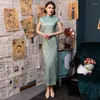 Roupas étnicas primavera e outono diariamente slim seda cheongsam moda retro estilo longo estilo clássico clássico moderno vestido de noite qipao