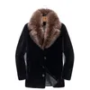 Men's Leather & Faux Real Fur Coat Winter Jacket Sheep Shearing Wool Raccoon Collar Luxury Mens Coats And Jackets 2023 EL811-1