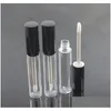 Party Favor 10Pcs 10Ml Empty Lip Gloss Bottle Oil Container Lipgloss Vial Round Tube Packing With Black Sier Cap Drop Delivery Home Dhfao