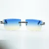 Солнцезащитные очки XL с бриллиантами cool buffs woow eyewear 3524031 с натуральными бело-черными гибридными ножками из рога буйвола и линзой с вырезом 57 мм