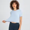 L158 Camicie a maniche corte Top da yoga leggeri T-shirt ad asciugatura rapida Abbigliamento da allenamento all'aperto Felpa da corsa da donna