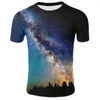 Camisetas masculinas de camisetas impressos de cor 3D Design criativo para homens e mulheres Universo de fantasia romântica Starry