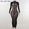 Повседневные платья сексуальные виды сквозь Bodycon Women Dress Long Seve Tter Printed Spring Clate