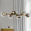 Pendelleuchten Mordern Lights Clear Smoke Grey Galss Bar Light 8 Heads Lustre Black Gold Hängelampe Esszimmer Küche Kronleuchter